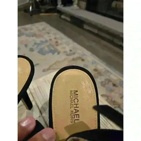 Michael Kors Black Suede Peep Toe Slingback Sandals Women's Heels Size 10 - Picture 5 of 6